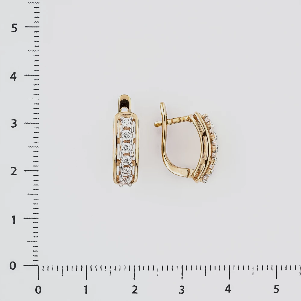 Серьги с фианитом из красного золота 585 пробы