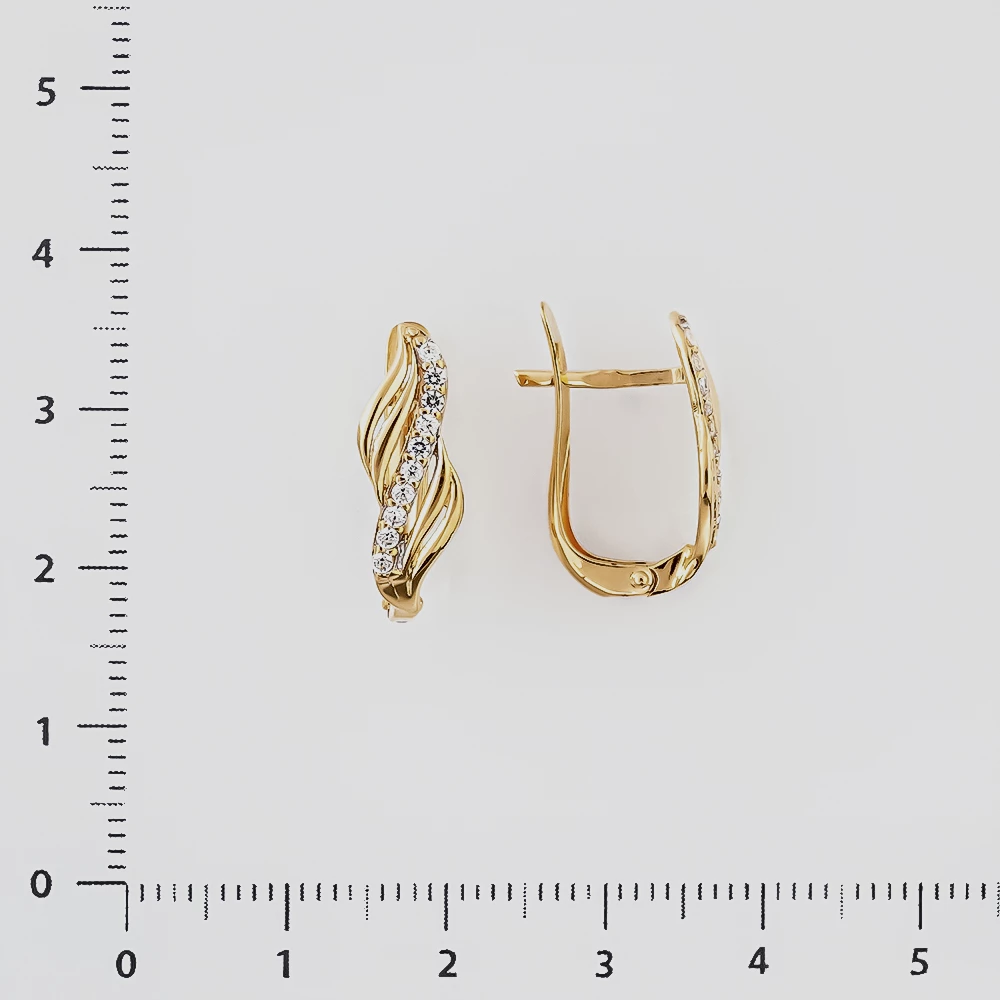 Серьги с фианитом из красного золота 585 пробы