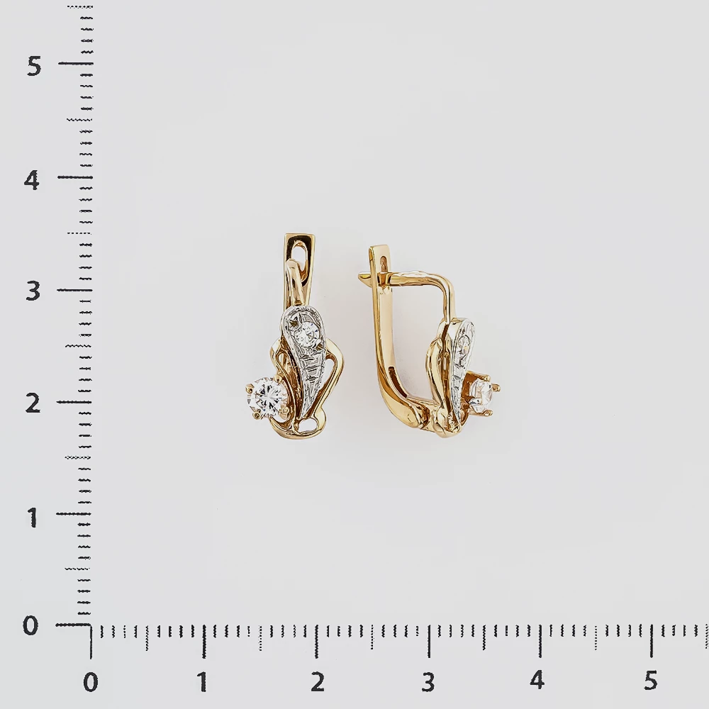 Серьги с фианитом из красного золота 585 пробы