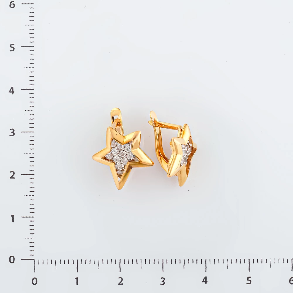 Серьги с фианитом из красного золота 585 пробы