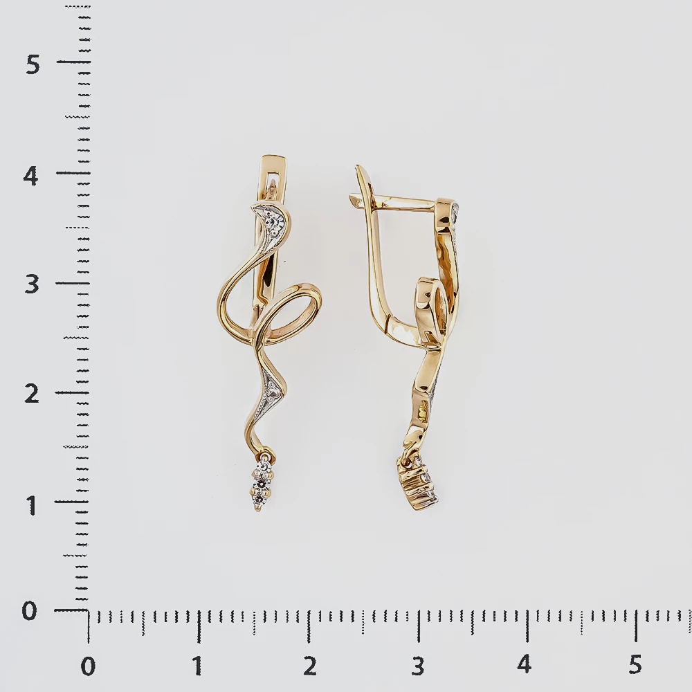 Серьги с фианитом из красного золота 585 пробы