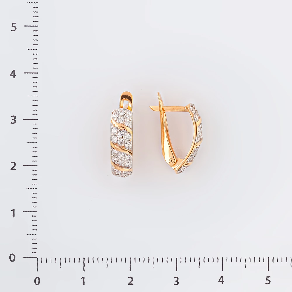Серьги с фианитом из красного золота 585 пробы
