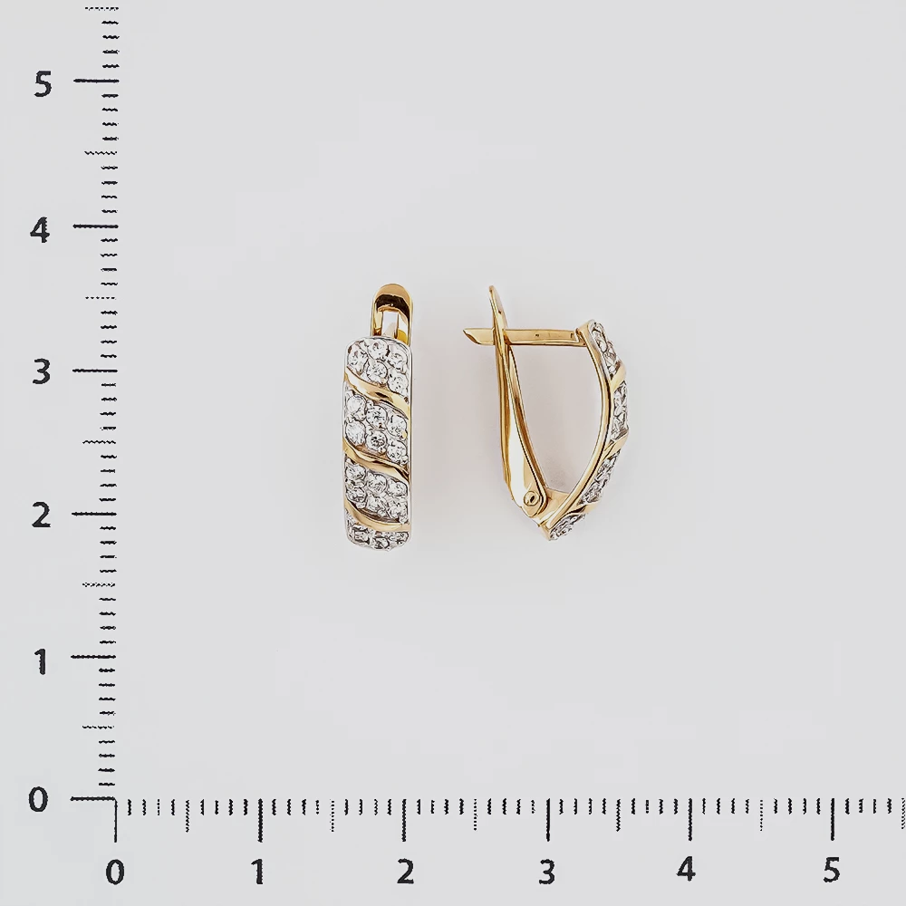 Серьги с фианитом из красного золота 585 пробы