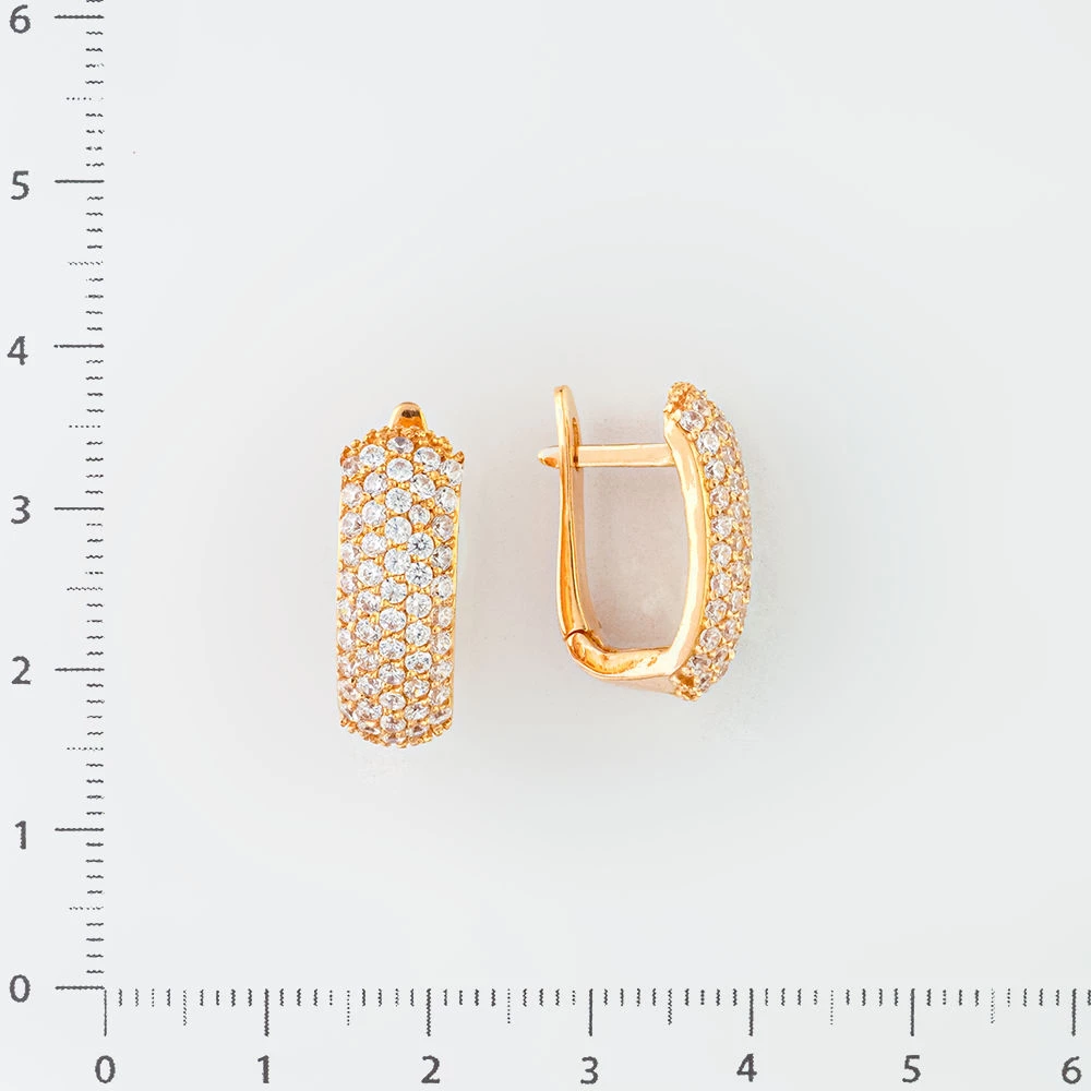Серьги с фианитом из красного золота 585 пробы