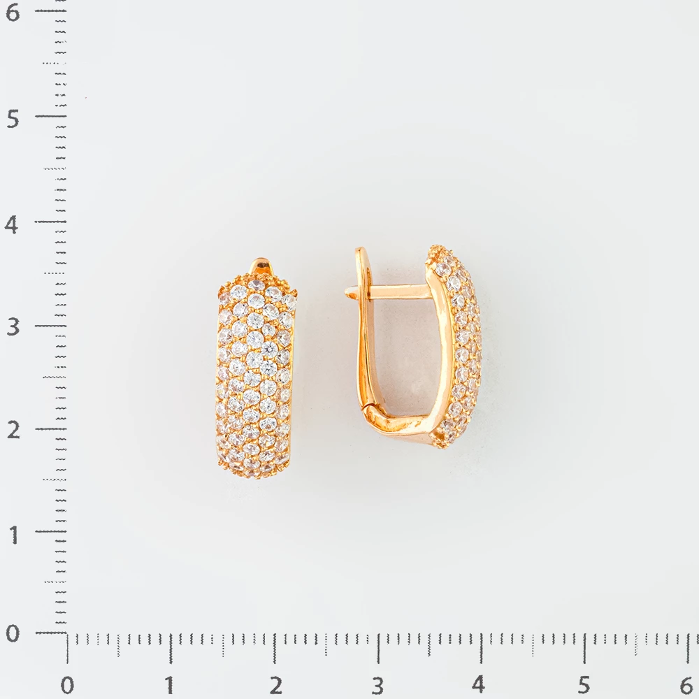 Серьги с фианитом из красного золота 585 пробы