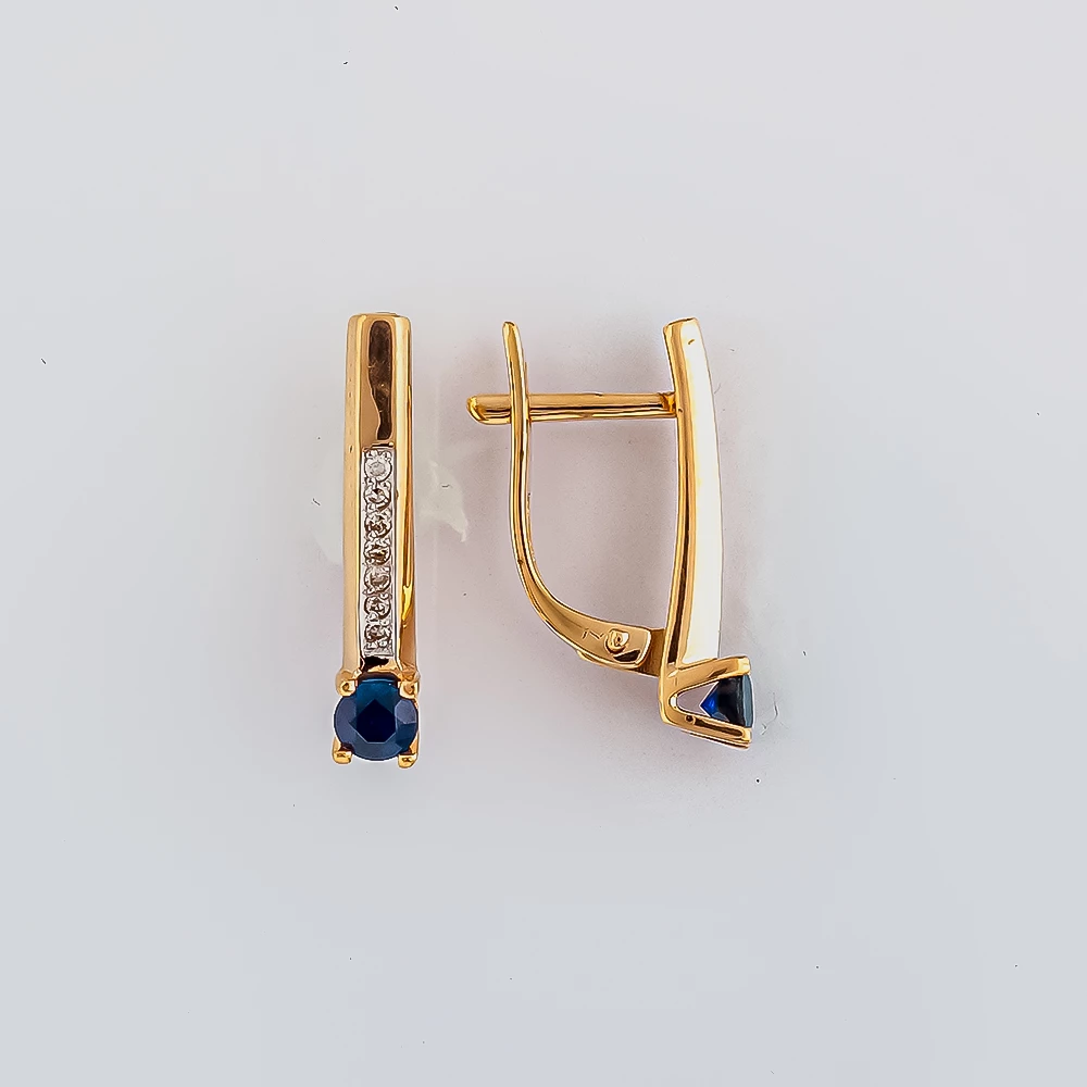 Серьги с сапфиром из красного золота 585 пробы