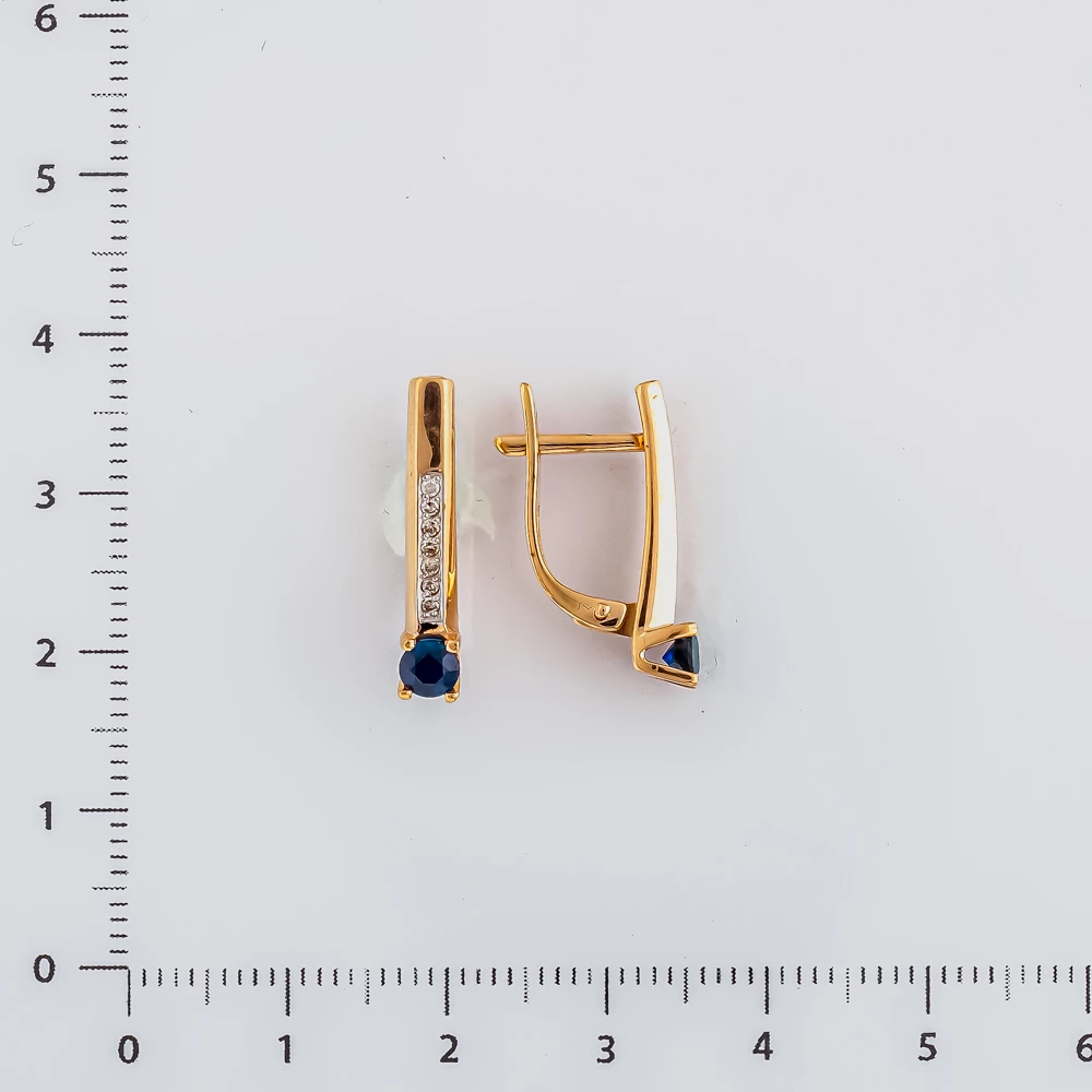 Серьги с сапфиром из красного золота 585 пробы