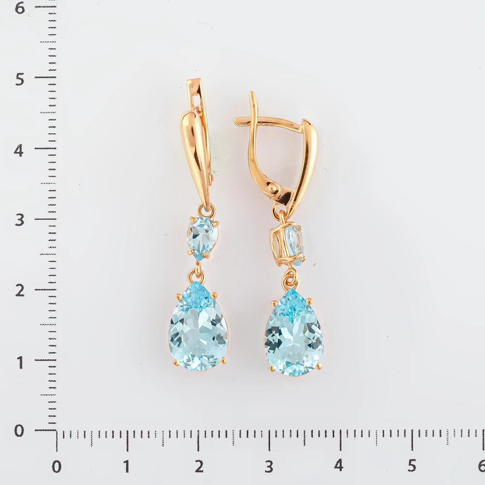 Серьги с топазом из красного золота 585 пробы