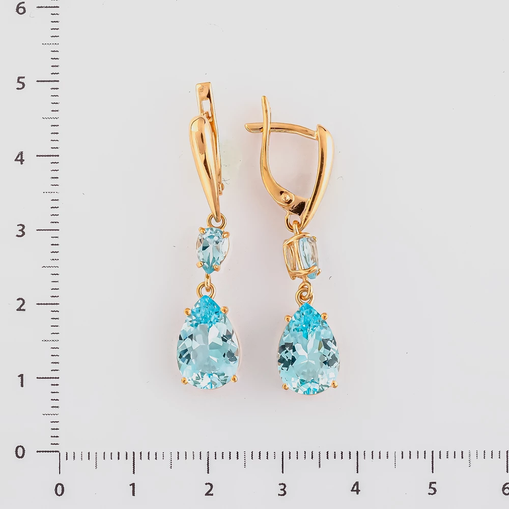 Серьги с топазом из красного золота 585 пробы
