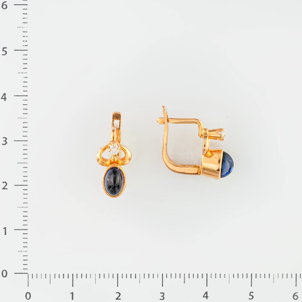 Серьги с фианитом из красного золота 585 пробы