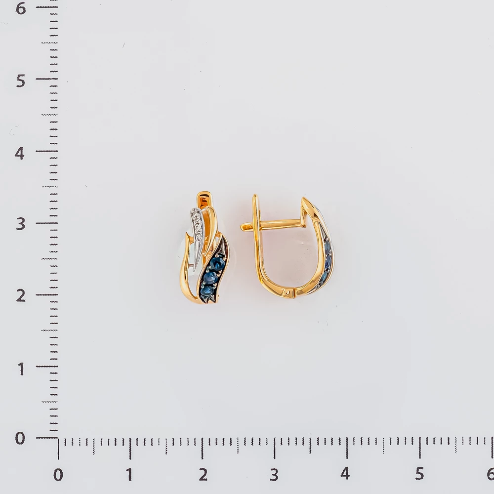 Серьги с сапфиром из красного золота 585 пробы