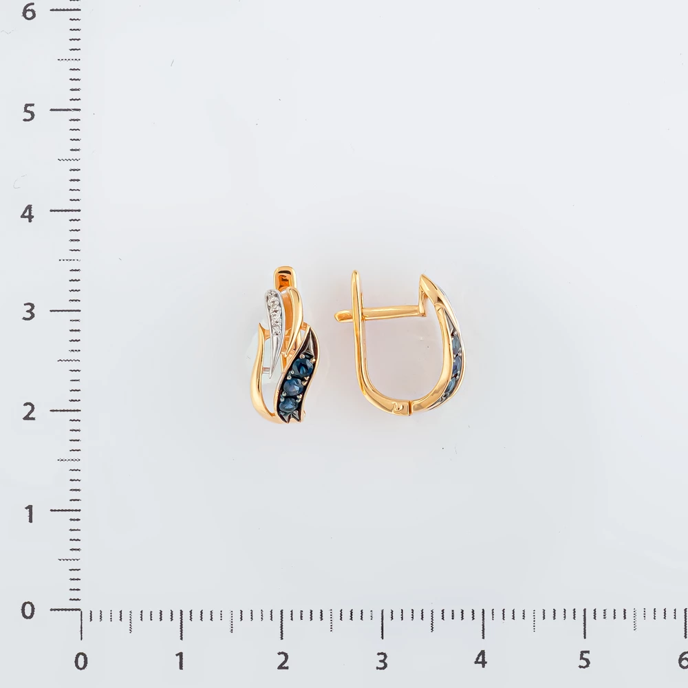 Серьги с сапфиром из красного золота 585 пробы