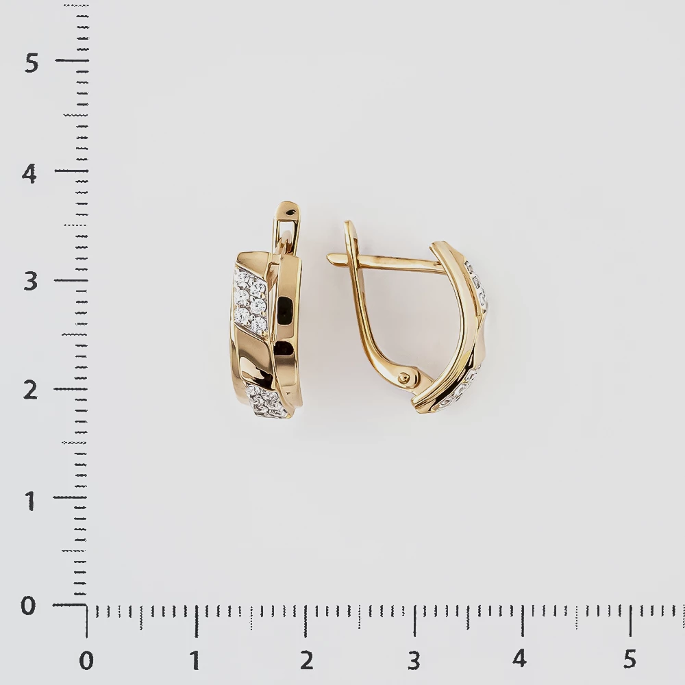 Серьги с фианитом из красного золота 585 пробы