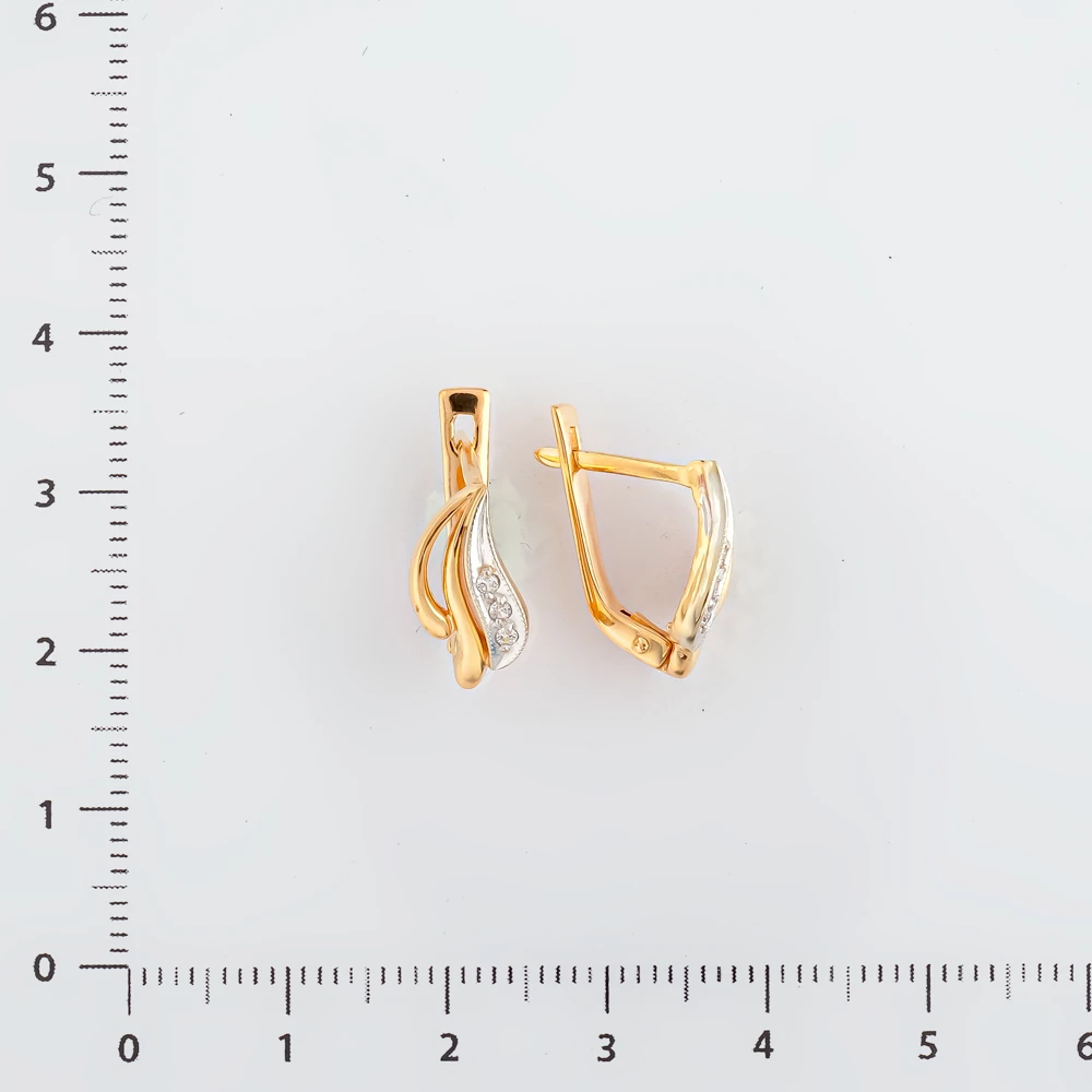 Серьги с фианитом из красного золота 585 пробы