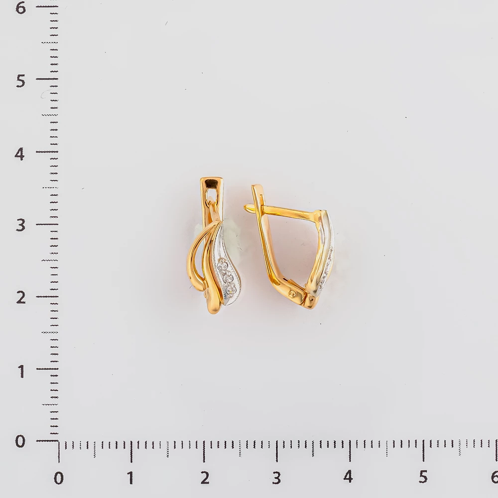 Серьги с фианитом из красного золота 585 пробы