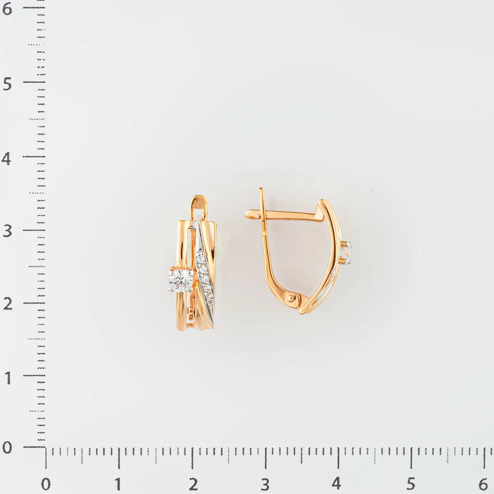 Серьги с фианитом из красного золота 585 пробы
