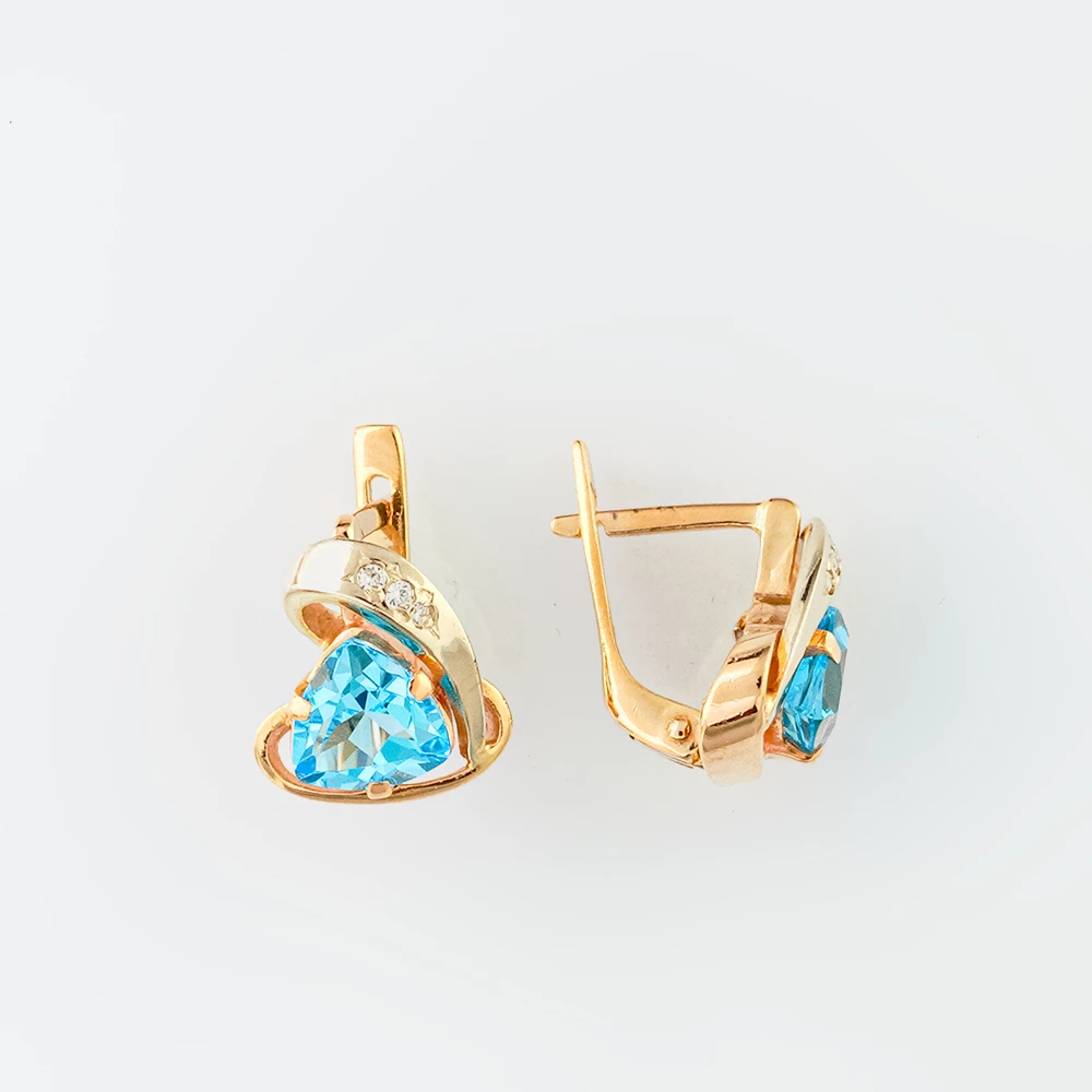 Серьги с топазом из красного золота 585 пробы