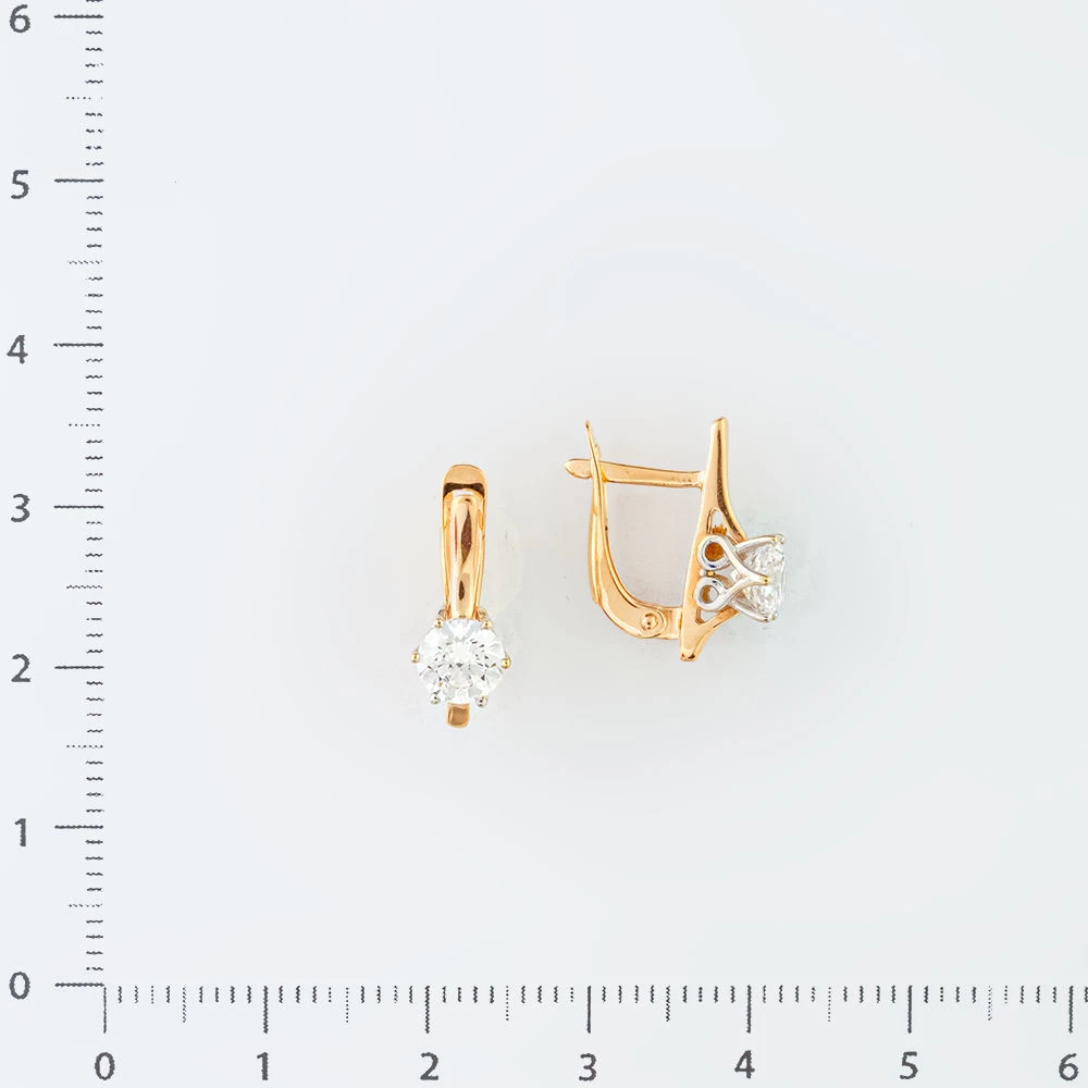 Серьги с фианитом из красного золота 585 пробы