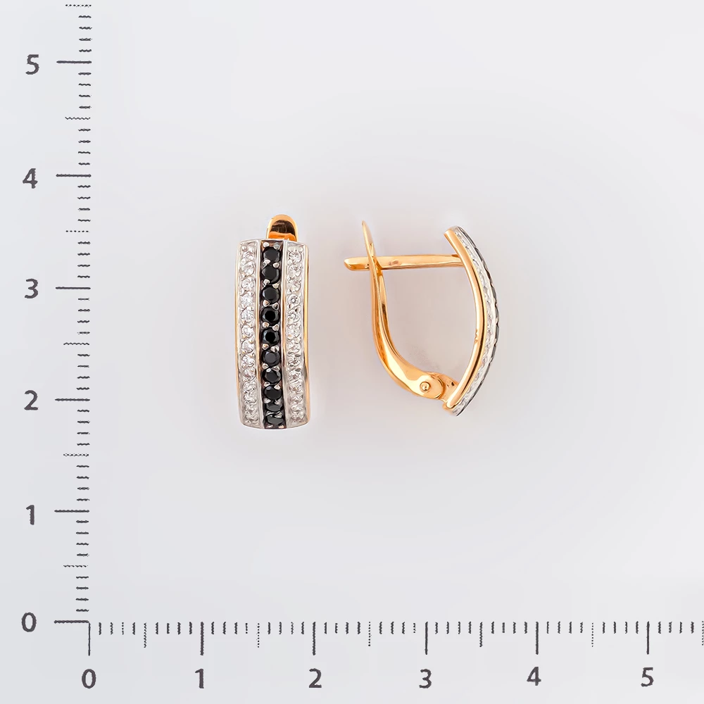 Серьги с фианитом из красного золота 585 пробы