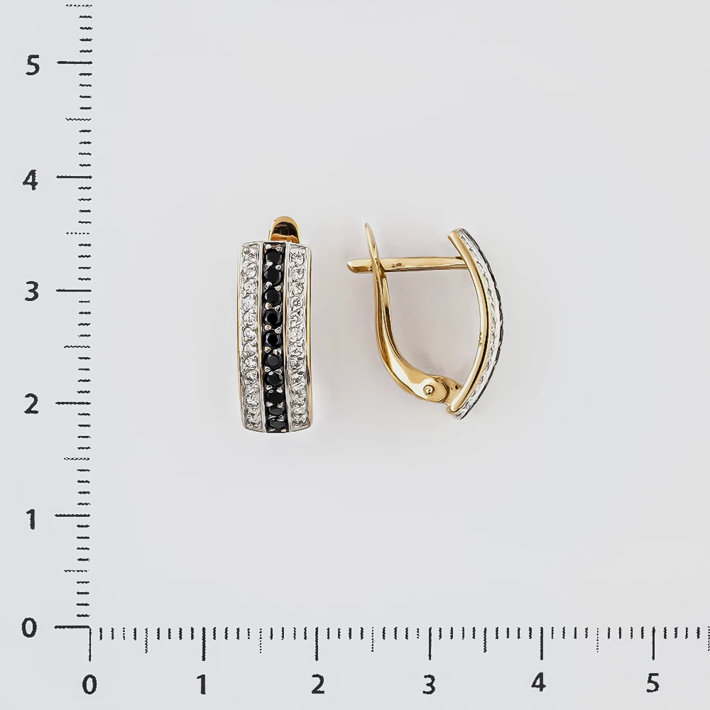Серьги с фианитом из красного золота 585 пробы