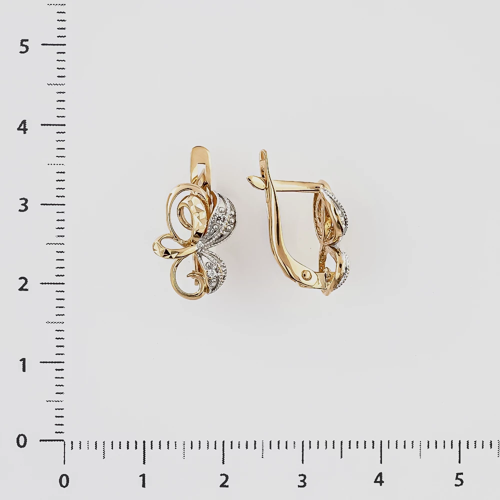 Серьги с фианитом из красного золота 585 пробы