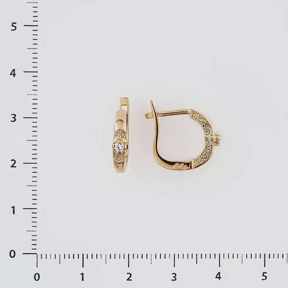 Серьги с фианитом из красного золота 585 пробы