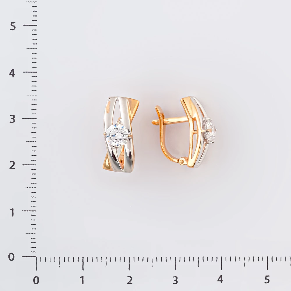Серьги с фианитом из красного золота 585 пробы