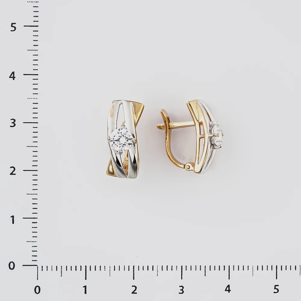 Серьги с фианитом из красного золота 585 пробы
