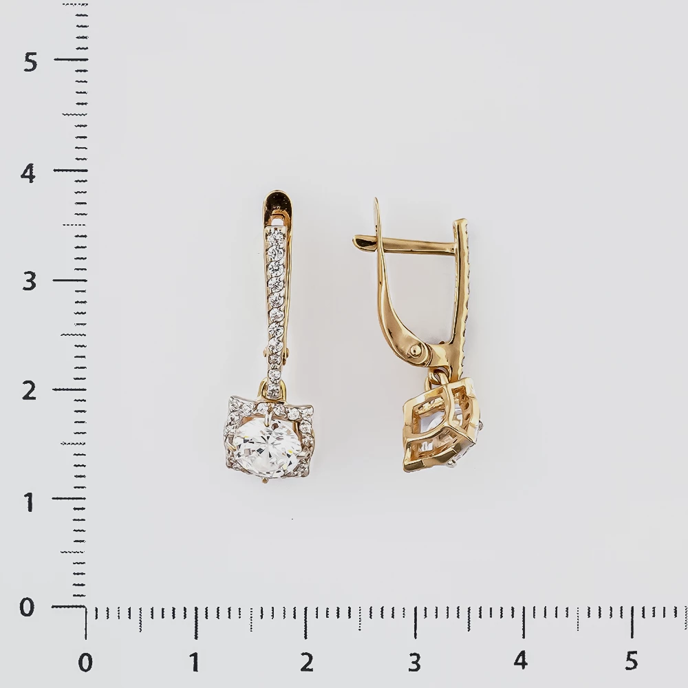 Серьги с фианитом из красного золота 585 пробы
