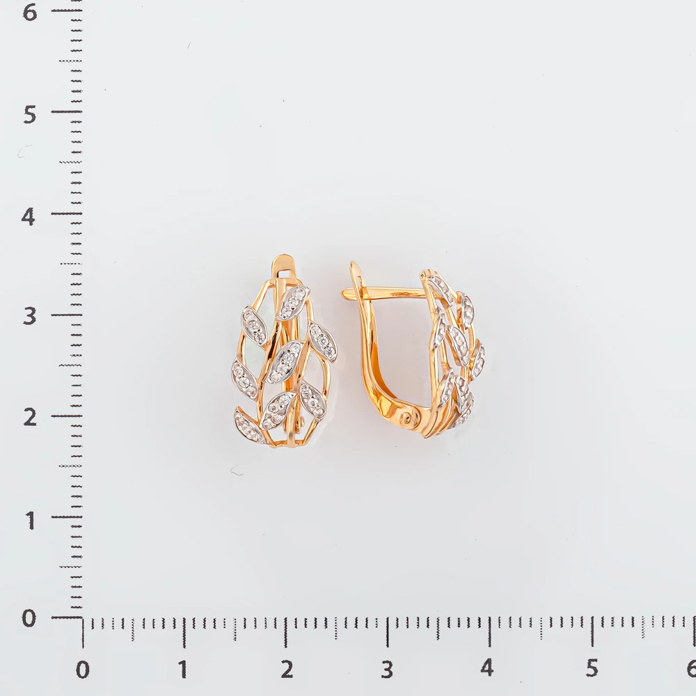 Серьги с фианитом из красного золота 585 пробы
