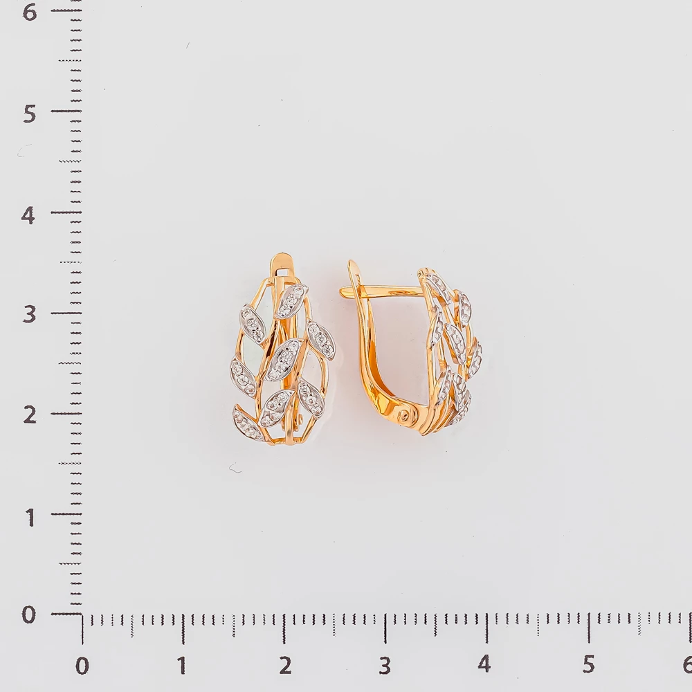 Серьги с фианитом из красного золота 585 пробы