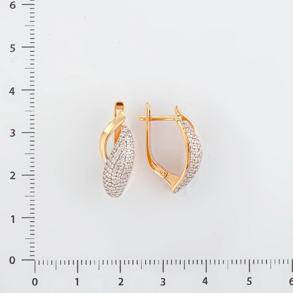 Серьги с фианитом из красного золота 585 пробы