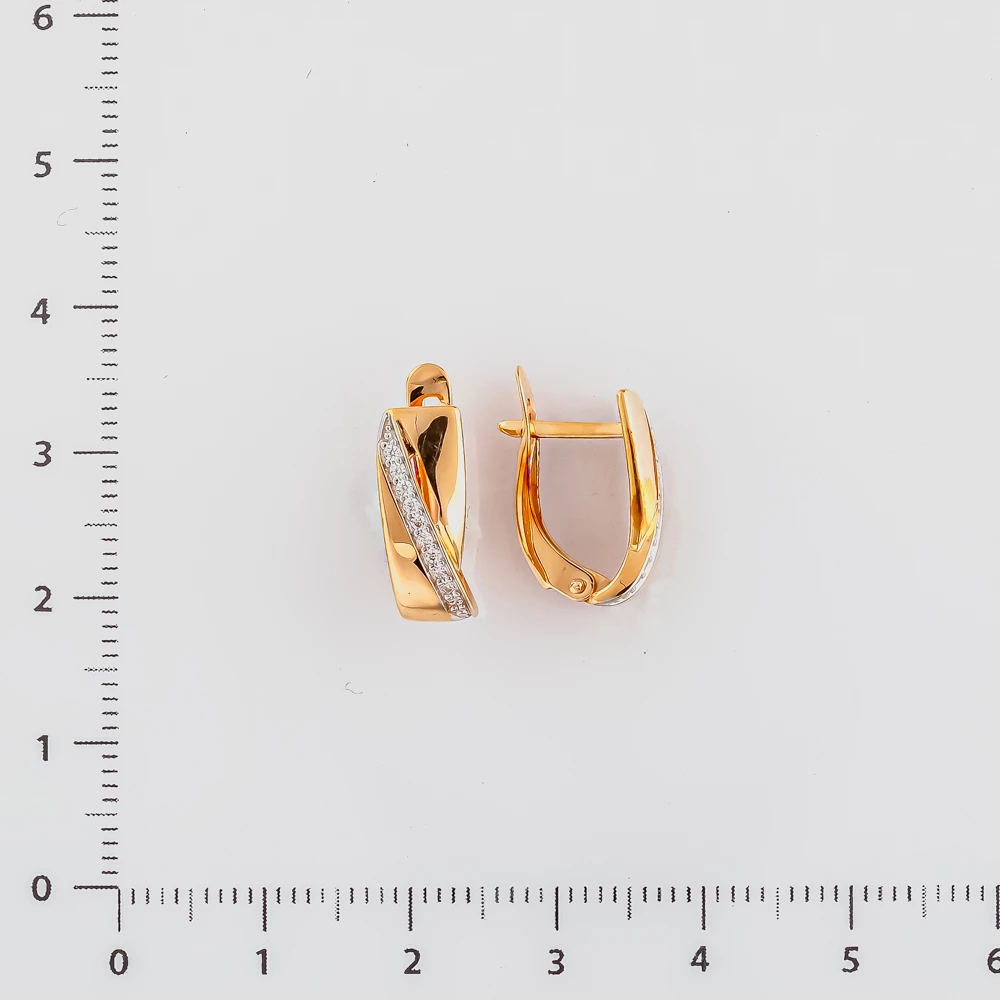 Серьги с фианитом из красного золота 585 пробы