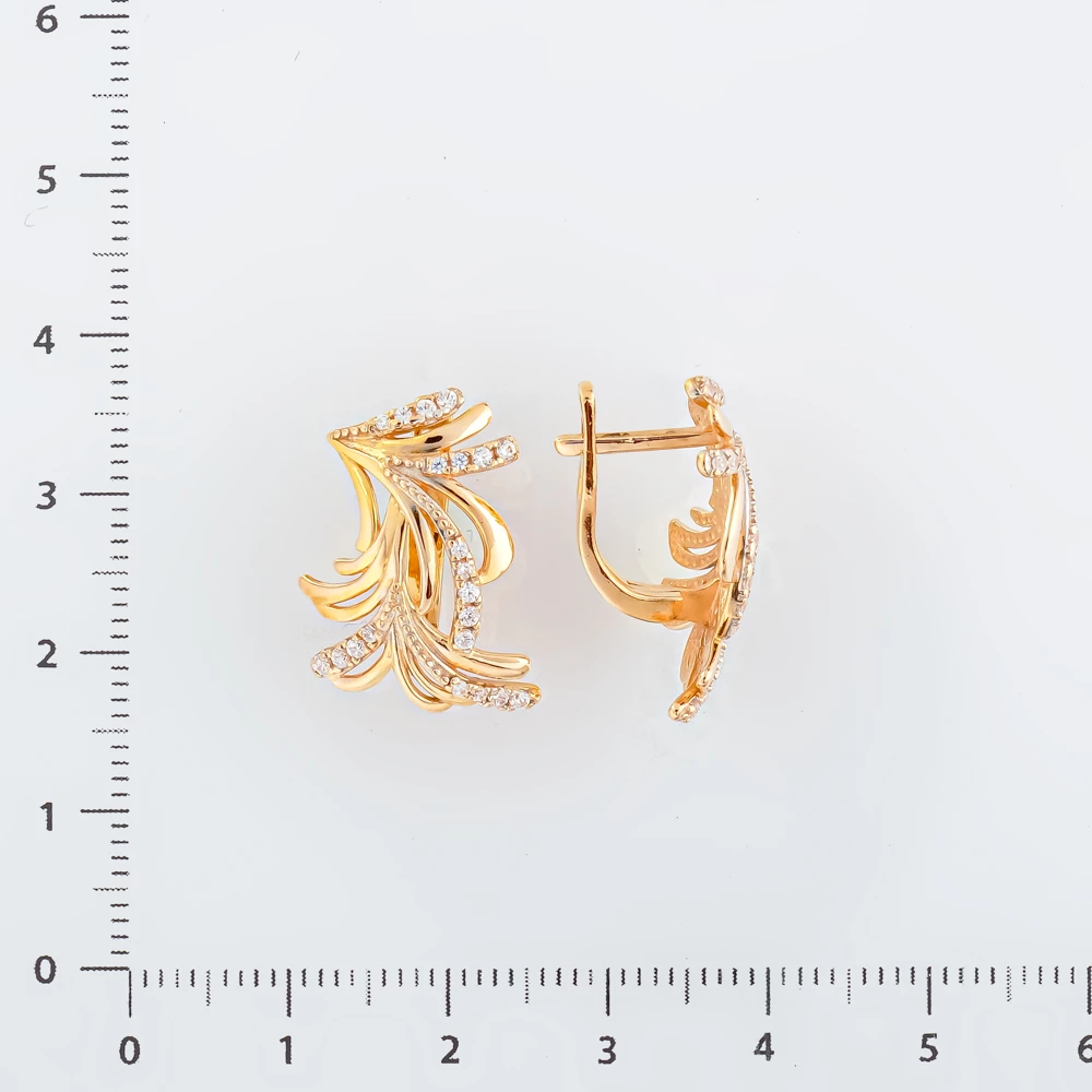 Серьги с фианитом из красного золота 585 пробы