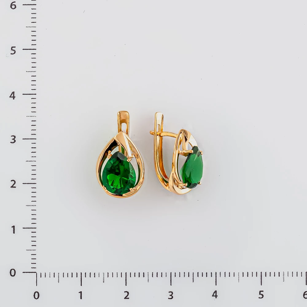 Серьги с фианитом из красного золота 585 пробы