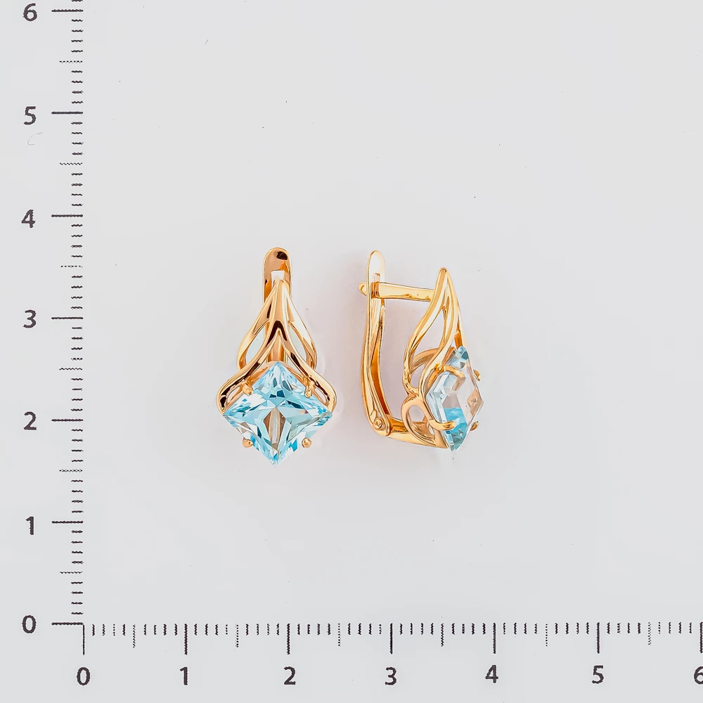 Серьги с топазом из красного золота 585 пробы