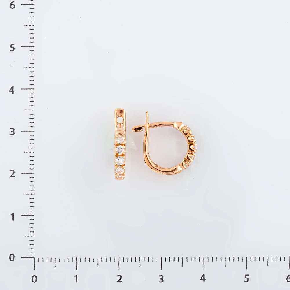 Серьги с фианитом из красного золота 585 пробы