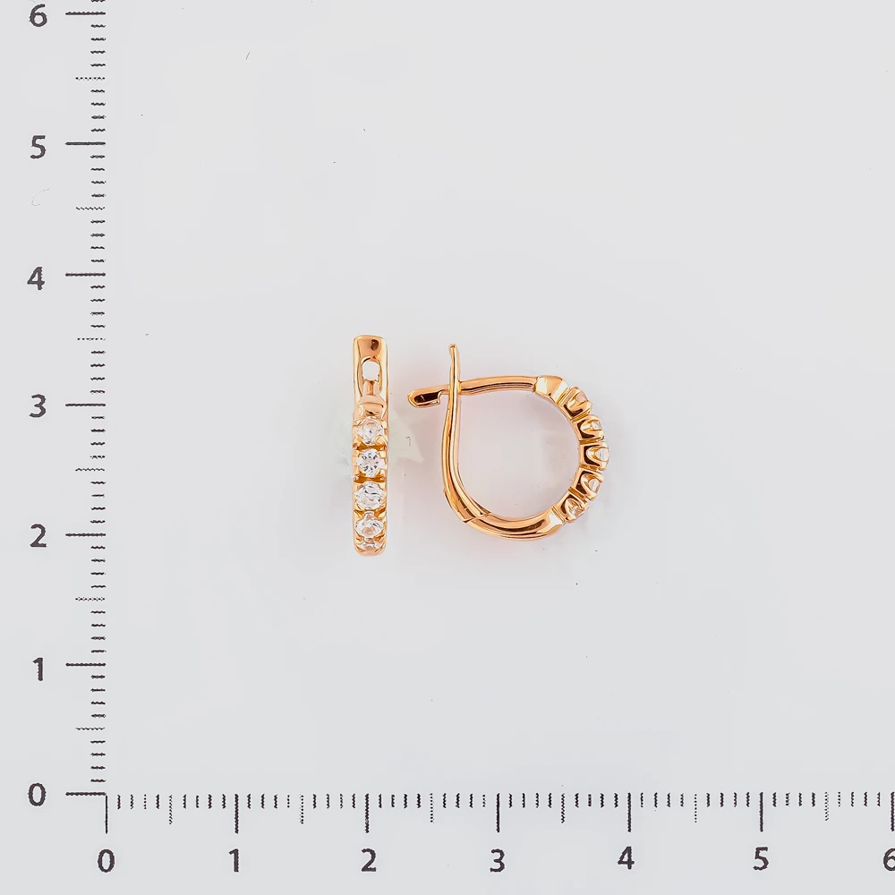 Серьги с фианитом из красного золота 585 пробы