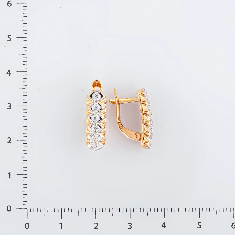 Серьги с фианитом из красного золота 375 пробы