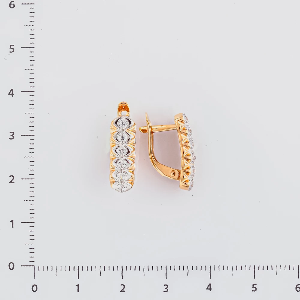 Серьги с фианитом из красного золота 375 пробы
