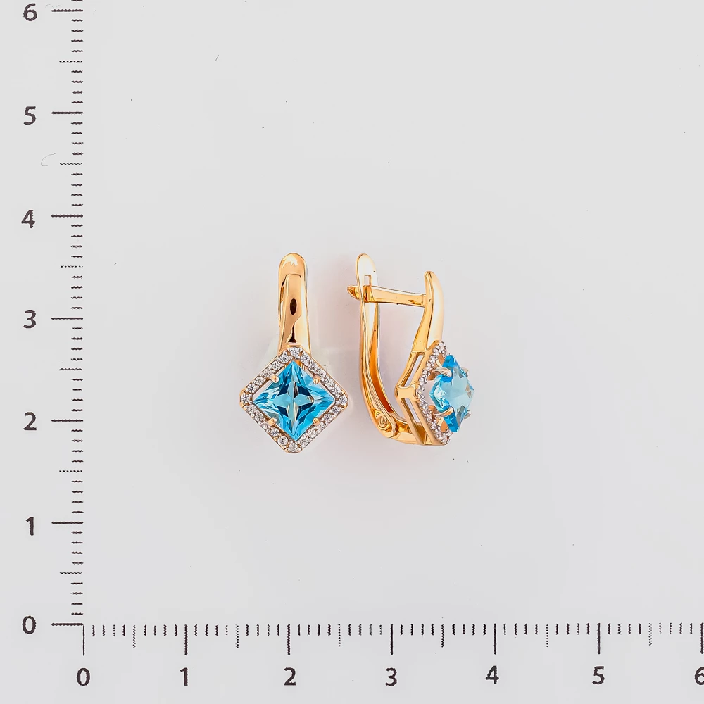Серьги с топазом из красного золота 585 пробы