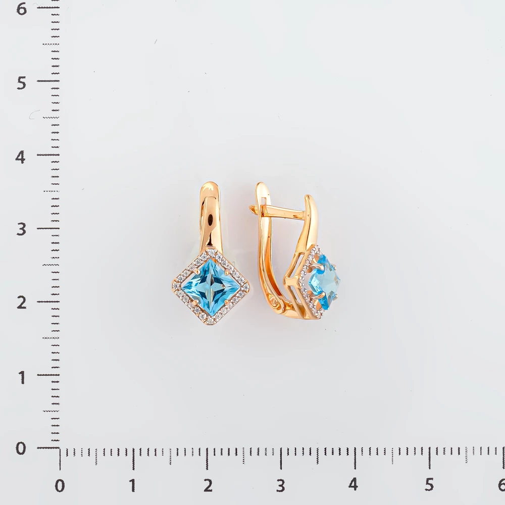 Серьги с топазом из красного золота 585 пробы