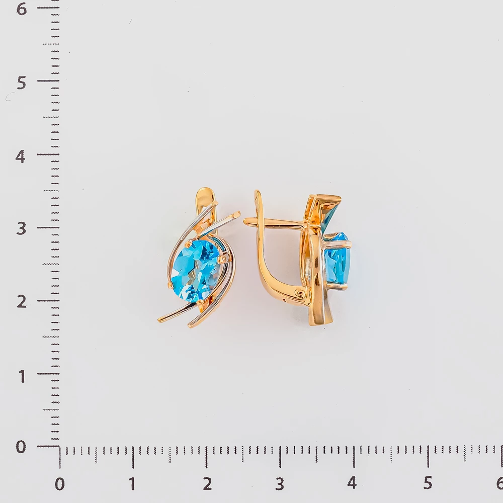 Серьги с топазом из красного золота 585 пробы