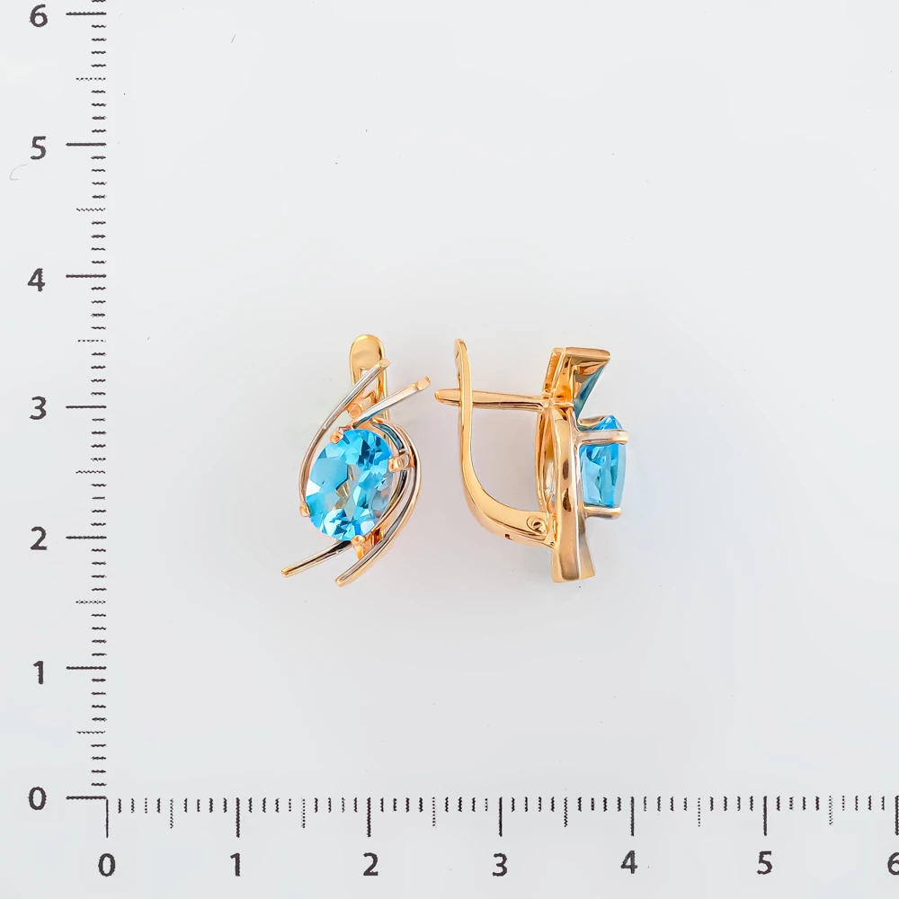 Серьги с топазом из красного золота 585 пробы