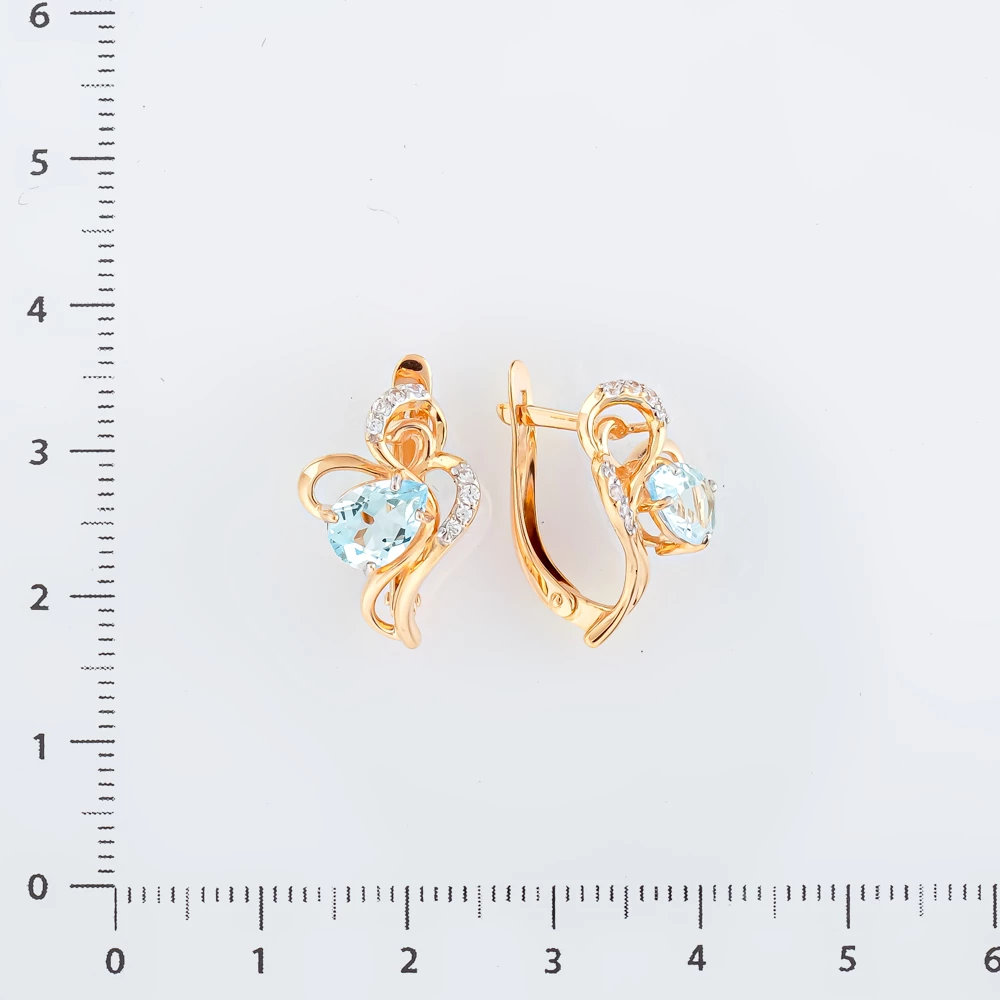 Серьги с топазом из красного золота 585 пробы