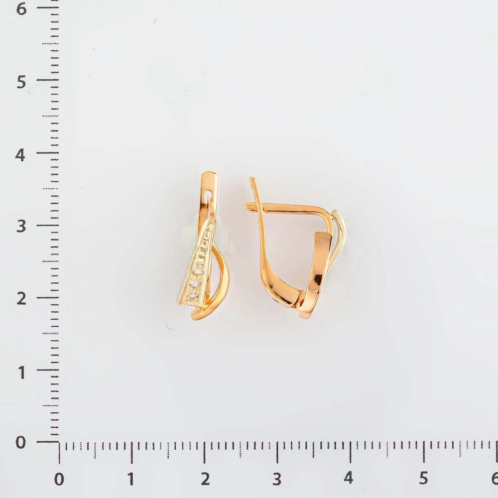 Серьги с фианитом из красного золота 585 пробы