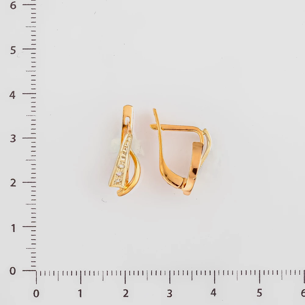 Серьги с фианитом из красного золота 585 пробы
