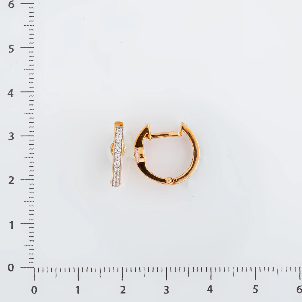 Серьги с фианитом из красного золота 585 пробы