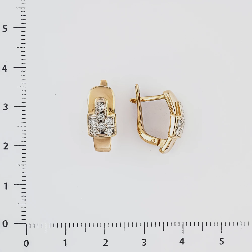 Серьги с бриллиантом из красного золота 585 пробы