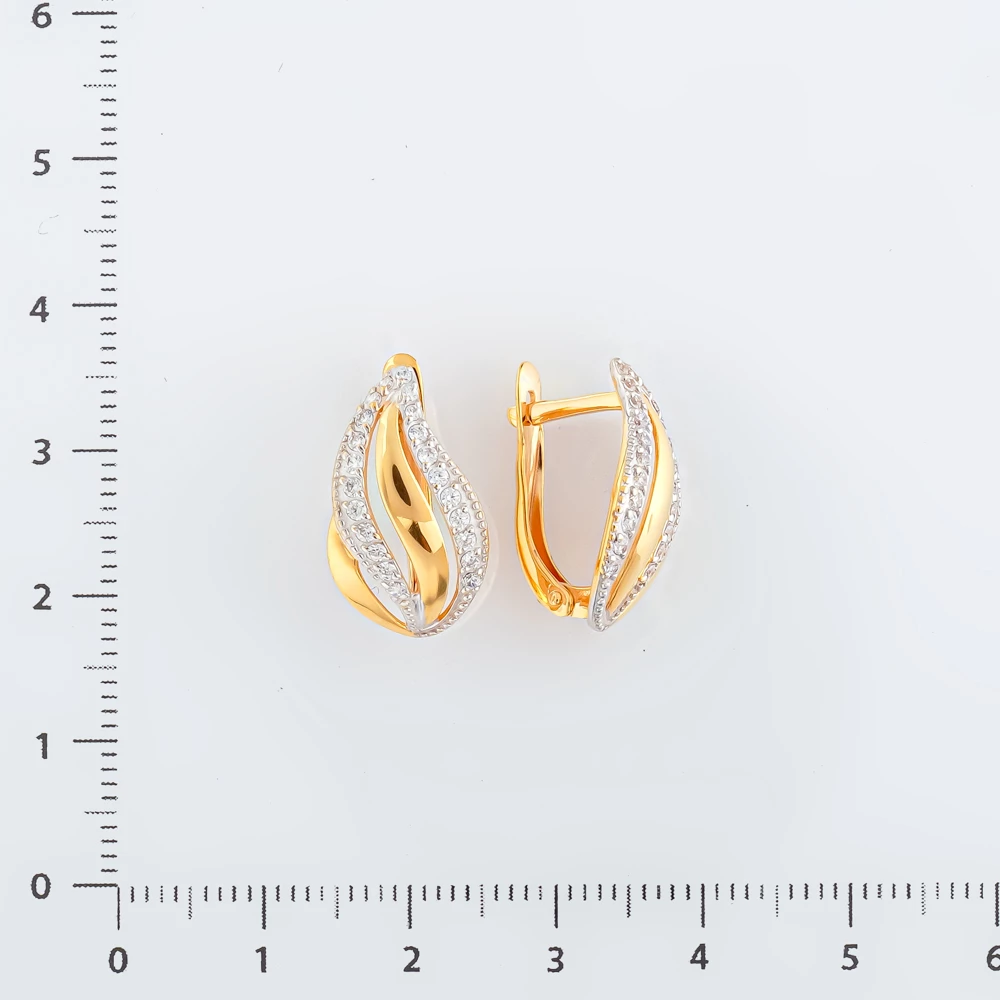 Серьги с фианитом из красного золота 585 пробы